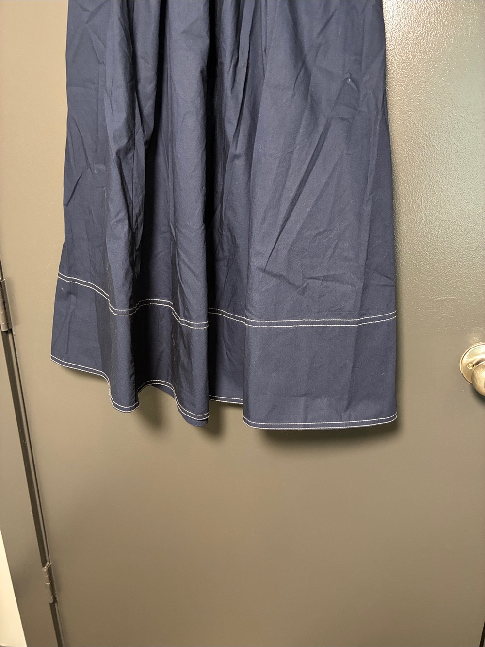 NWT J Crew navy blue Contrast-stitch midi skirt in cotton poplin Sz 0 - Picture 3 of 6